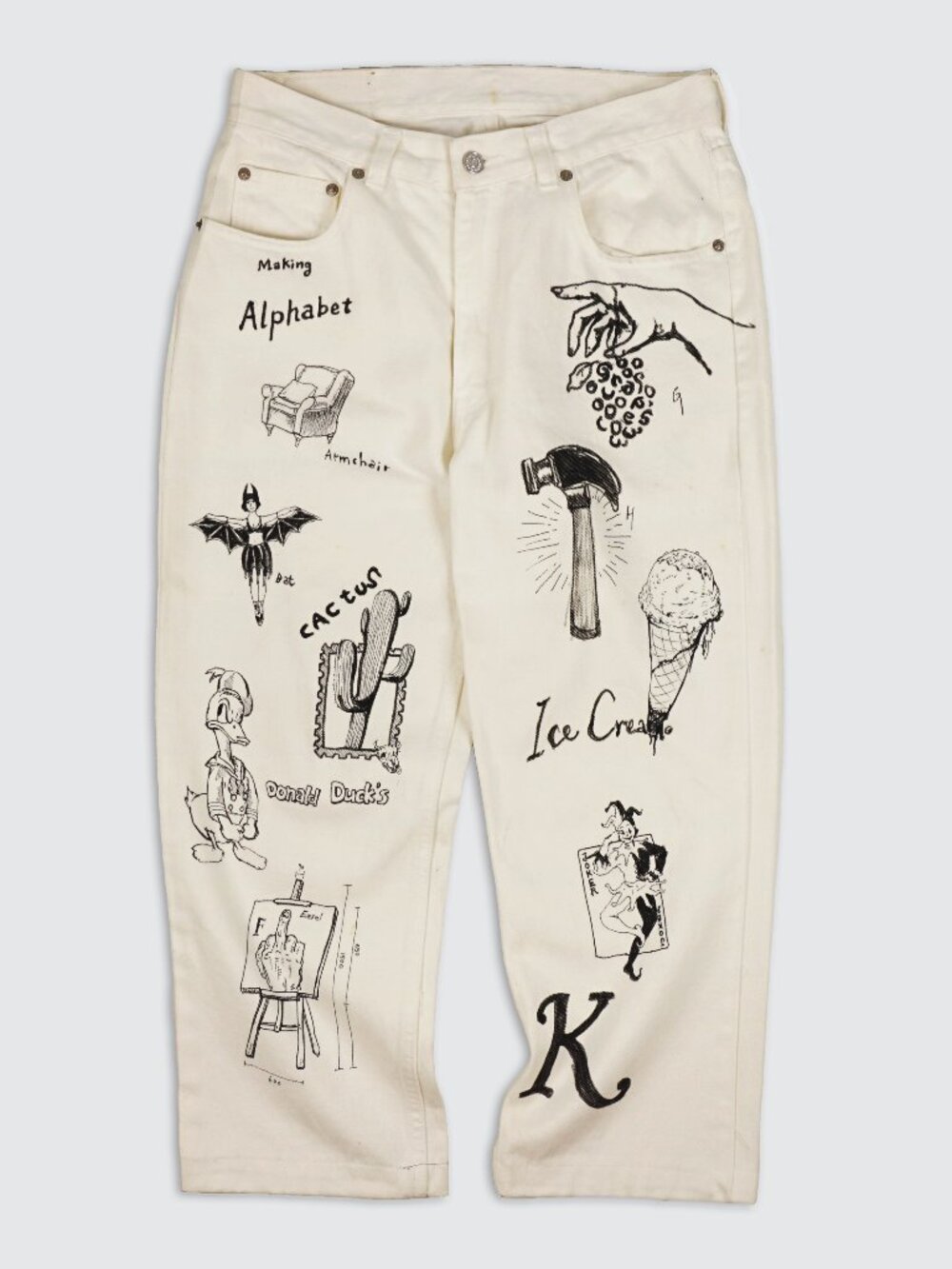 Polo Ralph Lauren White Graphic Doodle Straight Leg Jeans